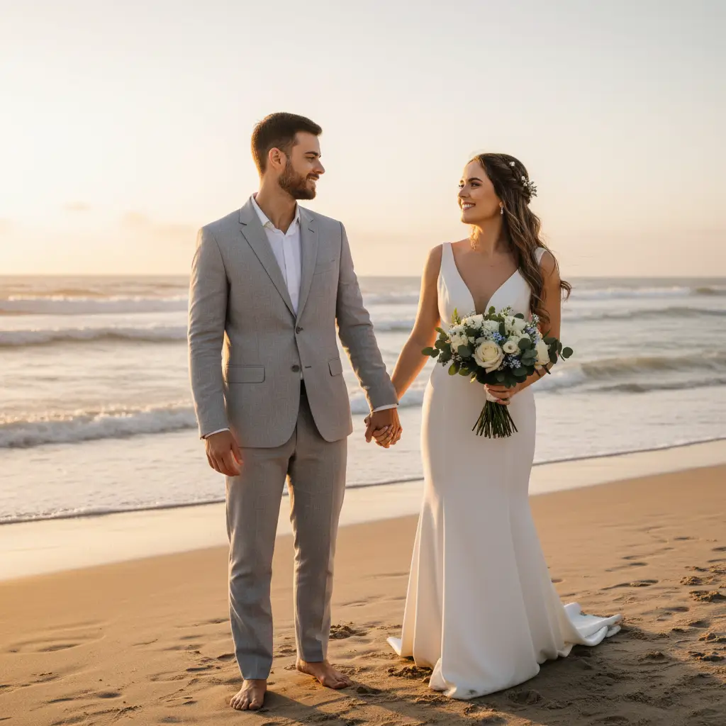 AI Wedding Photo Generator Style: Beach